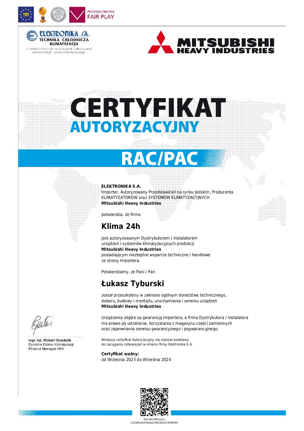 Certyfikat K13350 WRW